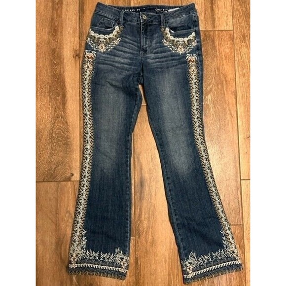 Laurie Felt Denim - Laurie Felt Jeans Womens Size 4 Classic Denim Floral Embroidered Bootcut  EUC